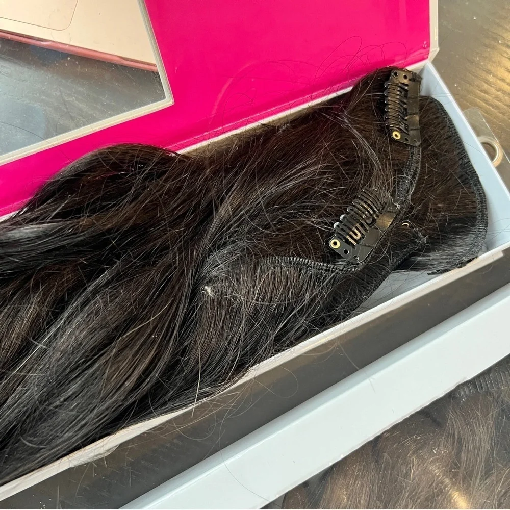 Donna Bella Hair Premium Clip In Extensions 14” Darkest brown and jet black